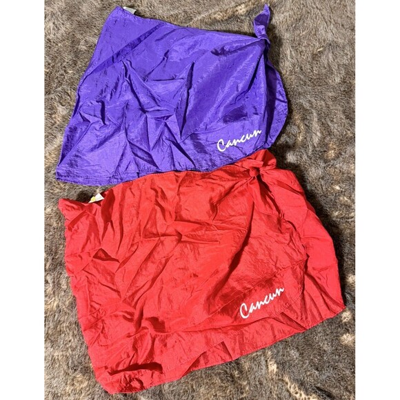 Vintage 80s Papagayo plus Sarong Swim Cover Up Wrap One Size CANCUN lot of 2 - Picture 1 of 7